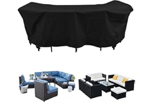 Jianghu Art Bache Salon De Jardin Exterieur Impermeable 160x140x85cm Housse Table Exterieur 600D Oxford Tissu Protection pour Tous Les Temps, Bâche avec Fermeture à Cordon