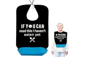 OUZHOU Adult Bibs for Funny, Washable and Reusable Adult Bib, Waterproof Clothing Protector with Crumb Catcher, Adult Bibs for Men, Women, Elderly