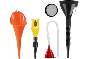 JIHXYER Set di 4 imbuto di riempimento ad angolo retto, plastica flessibile, con tubo, olio Funnel per auto, imbuto universale per carburante