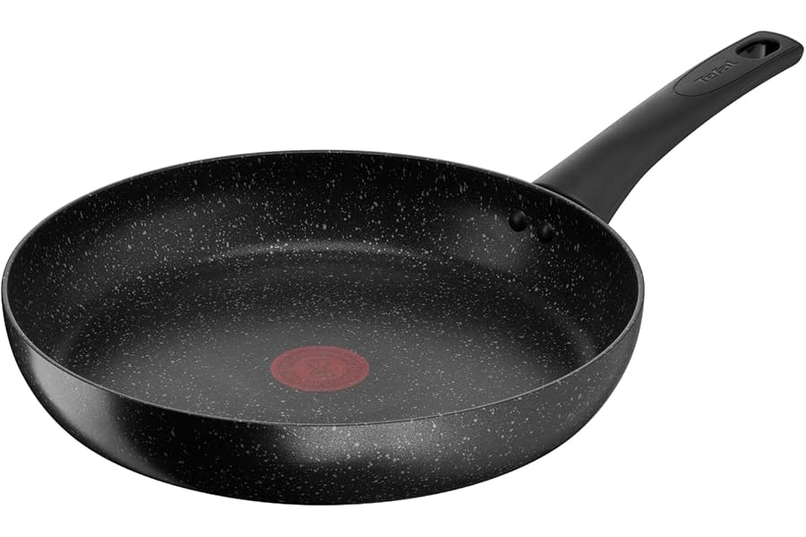 Tefal Titanium Stone Non-Stick Frying Pan 28 cm, High-Performance Non-Stick Durable Coating, Metal Safe, All Hobs Including Induction, Thermo-Signal, Black, E1050644