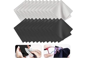 PERFETSELL 20 Pezzi Panno in Microfibra per Occhiali, Panno per la Pulizia di Occhiali, Schermi LCD, Obiettivi, Fotocamere, Telefoni Cellulari, Tablet (Nero/Grigio)