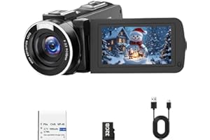 CAMWORLD Videocamera 1080P Camcorder 48MP zoom digitale 18X Vlogging Camera per Youtube, 3.0" 270°Schermo Webcam Video Camera con Scheda da 32 GB & Batteria