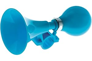 ONOGAL, 3998, campanello a pressione a forma di trombetta, clacson, per bambine e bambini e per adulti, da fissare al manubrio della bicicletta, colore blu