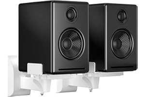 suptek Support de Montage Mural pour Haut-Parleur à étagère à Double Serrage pour Les Grands Haut-parleurs ambiophoniques, jusqu'à 25 kg chacun Blanc SPM201W