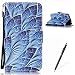 Produktbild Feeltech Hülle für Huawei Y6 Pro Weich Magnet PU Brieftasche Elegant Kartenfach Extra Dünn Schutzhülle Bunte ReLife MusterKarte Halterung Klapp Ledertasche - Blaues Blatt