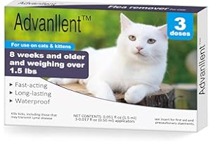 ADVANLLENT Natural Spot on Flea and Tick Treatment for Cats, Flea and Tick Prevention for Cats, Cat Flea Treatment, Fast Acting & Waterproof, Over 0.68 kg, 3 Pipettes