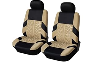 CGEAMDY 2 Housse De Siege Voiture Universelle, Couverture Couvre Sieges Impermeable Polycoton Tissu Accessoires Interieur, pour Avant Et Arrière, pour avec Presque Toutes Les Voitures（Beige）