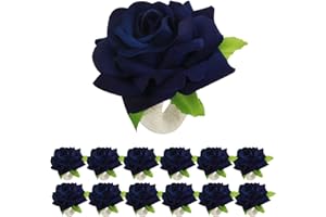 HuaLiSiJi Anello Portatovagliolo Blu Anelli Portatovaglioli Fiori, per Natale, Matrimonio, Festa di Festa, Hotel, Ristorante, Decorazione della Tavola 12 Pezzi (Blu)