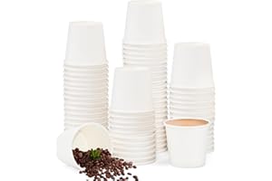 Kleemeiero 200 PCS Vasos de Cartón para Cafe Pequeños 30ml, Vaso de Papel para Cafe, Vasos Cafe Espresso Pequeños, Vasos de Cartón Blanco para Servir Café Agua Té Bebidas Calientes o Frías