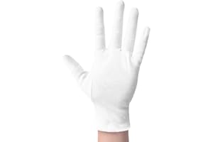 ANSMIO 2 Pairs 100% Cotton Gloves for Moisturizing Night Gloves, White Gloves for Dry Hands Eczema, Size L