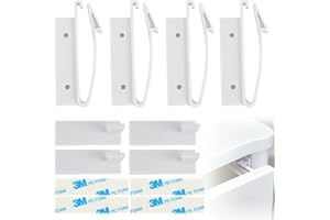 ELKFLEE 4 Pcs Invisible Drawer Locks, Proof Draw & Cupboard Hidden Locks for Child Baby Safety Locks with Strong Adhesive for Cabinet Cupboard and Other Furniture No Drilling Required Easy Install（White）