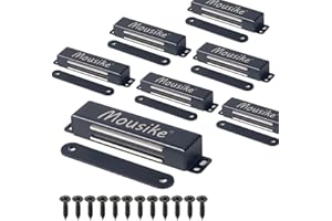 Mousike Serratura Magnetica per Porta Heavy Duty 40KG Magnete per Porta in Acciaio Inossidabile con Forte Serratura Magnetica per Armadio da Cucina Armadio Armadio per Porta (Nero Confezione da 8)