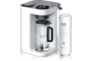 Bluevua RO100ROPOT-LITE Countertop Reverse Osmosis Water Filter System, 5 Stage Purification, 3:1 Pure to Drain, Portable Water Purifier (No Installation Required) (White)