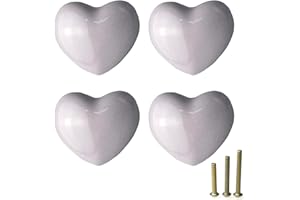 Mimhooy 4 Pack Purple Ceramic Drawer Knobs Decorative Cabinet Knobs, Heart Shaped Cupboard Knobs, Knobs for Cupboards & Draws