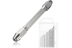 Mandouer Double-Ended Pin Vice Hand Drill with 10pcs Small Drill Bits (0.8-3.0mm), Precision DIY Pin Vise for Resin, Craft, Jewellery, Model, Wood, and Amber