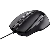 Trust Voca Mouse with USB Cable 63 Inches, Comfortable Design, Black | 800-2400 dpi, 6 Buttons, Wired Mouse for PC, Laptop, M