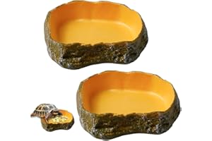 Tomedeks 2 Pieces Reptile Water Dish Food Bowl Set,Reptile Water Bowl,Feeder Bowl,Tortoise Water Dish,Reptile Accessories for Pet Tortoise Lizard Frog Gecko Snake Chameleon
