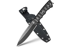 NedFoss Black PHOENIX nóż survivalowy, 15 cm Full Tang, nóż outdoorowy z uchwytem G10 i pochwą Kydex, stały nóż z tytanem, ostry nóż myśliwski na kemping, polowanie, prezent, do kolekcji