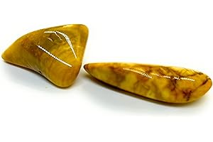 CHARPAUS Trommelsteine, Edelsteine, Handschmeichler, Heilsteine (2 Stk) - verschiedene Steine wählbar (z.B. Amethyst, Jaspis, Tigerauge, Mondstein, Aventurin u.a.) - 2er Set (Jaspis gelb)