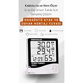 Htc-2 Dijital Termometre Saat Nem Ve Sıcaklık &Ouml;l&ccedil;er I&ccedil; Dış Mekan