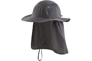 Magracy Outdoor Herren UPF 50+ Sonnenschutz Safari Hut Sommer breite Krempe Sonnenhut mit Nackenklappe