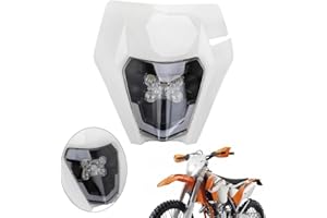 USTPO Phare avant de moto universel pour la plupart des motos tout-terrain, motocross EXC SX SXF Enduro Supermoto – Blanc