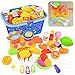 Produktbild Essen Spielzeug, Vicoki 34 Stück Küchenspielzeug Kinderkoch Spielzeug Pretend Küche Spielzeug Plastik Kochen Geschirr Essen Rollenspiel Küchenzubehör Pädagogisches Spielzeug