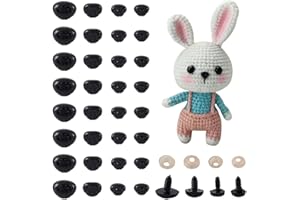 Cheriswelry 100sets Black Plastic Safety Noses Crafts with Washers for DIY Doll Making