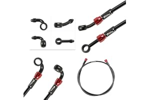 FIREYOURACING Motorcycle Brake Hose Braided,400-2400mm AN3 Hydraulic Clutch Tube Oil DOT Fluid Pipe Line Stainless Steel for ATV Dirt Pit Street Racing Bike,Removing Fittings Banjo (BlackRed, 900mm)