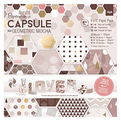 Docrafts Papier Pack, Papier, mokka, 6 x 15 cm, 36 Stück