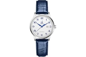 SHENGKE SK Klassische Business Damenuhren mit Edelstahlband und eleganter Damenuhr aus echtem Leder