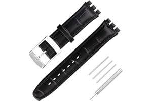 JETHENG Cinturino da uomo in pelle compatibile con Swatch da 17 mm e 19 mm, impermeabile, per lavoro all'aperto, cinturino da polso con fibbia