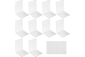 LIAILA 10 Piezas Juego de Sujetalibros, Sujeta Libros Estanteria 3 mm de espesor, Soporte Libro Con 40 Almohadillas de Goma Antideslizantes, Sujetalibros Estanteria para Biblioteca, Oficina, Hogar,Dormitorio