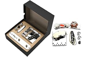 OGDNI Guitar Telecaster Saddle Bridge 3 Way Switch Control Plate, Guitar Neck Pickup Set Saddle Bridge Plate Loaded Alnico V Pickup for Telecaster Electric Guitars Replacement(GMA13)