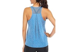 Superora Workout Tops Loose fit Racerback Tank Tops for Women Mesh Backless Tank Running Tank Tops