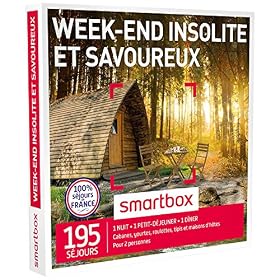 SMARTBOX – Coffret Cadeau homme femme couple – Week-end insolite et savoureux – idée cadeau – 195 séjours : 1 nuit insolite • 1 petit-déjeuner • 1 dîner