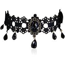 Set De 4 Joyas Góticas Para Halloween – Collar De Encaje, Pulseras Con Rosas Y Tatuaje Facial Con Piedras, Accesorios Steampunk Y Vampiro Para Mujer