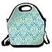 Produktbild Nice Insulated Lunch Bag Tote Reusable Waterproof School Picnic Carrying Gourmet Lunchbox Container Organizer For Women, Men, Adults, Kids, Girls and Boys - Teal Gold Mermaid Damask Pattern