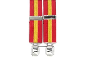 Hispapiel Tirantes hombre bandera España. Talla única caballero. Regulables y elásticos con clip metálico