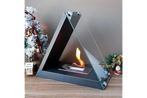 NEWIMAGE Fossa del fuoco da tavolo, ciotola del fuoco 37 cm H Camino portatile da tavolo a combustione pulita a bio etanolo senza ventola per feste all'interno, all'aperto, nel patio (triangoli)