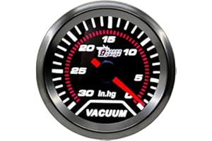 ETOPARS Car Vacuum Gauge 2inch 52mm Car Motor Vacuum Boost Gauge Meter Vacuum Pointer Gauge Meter Indicator Boost Gauge Instruments White Light Smoke Len