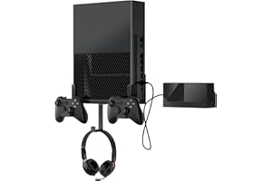 nymus Wall Mount for Xbox One, Wall Mount Kit for Xbox One Original+Power Brick Mount, with Detachable Controller Holder & Headphone Hanger, Xbox One Stand