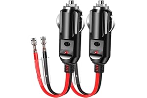 TIETOY 12V Car Cigarette Lighter Plug With Lead and Wiring, 2 Pack16 AWG Car Replacement Cigar Female Socket Male Plug Extension Cable Power Supply Cord for Motorcycle Car Tractor (12V/24V)