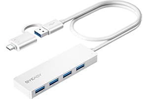 BYEASY HUB USB, koncentrator USB C na USB 3.0 HUB z 4 portami i przedłużonym kablem 0,6 m, ultracienki przenośny rozdzielacz USB do MacBooka, Mac Pro/Mini, iMac, Ps4, Surface Pro, XPS, PC, pendrive,