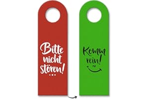 TRENDAFFE Nicht stören oder Komm rein Türhänger mit lachendem Gesicht in Rot-Grün Zimmer