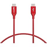 Amazon Basics Double Braided Nylon USB Type-C to Type-C 2.0 Cable | 0.3 m, Red