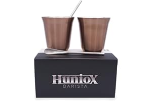 Huniox® 2 x 160 ML Tasse a Café - Tasse Inox - Services à Thé et à Café – Tasse Thé - Service à Café - Tasse à Café Double Paroi - Lot Tasse à Café - Tasses Double Paroi Cafe (Pink Gold)