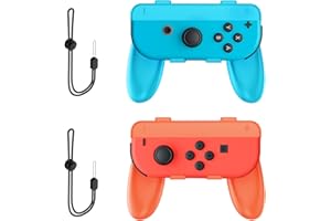 TOPCHANCES Impugnatura compatibile con controller Nintendo Switch 2, design ergonomico per una presa comoda (arancione e blu, confezione da 2)