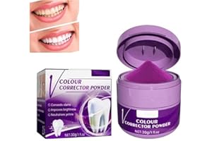 AUMUDE 2024 Nouveau V34 Poudre de blanchiment des dents pour tous les types de dents Violet, Correcteur De Couleur Élimination Des Taches De Dents - Booster De Blanchiment Des Dents Annule Les Taches(1 Pcs)