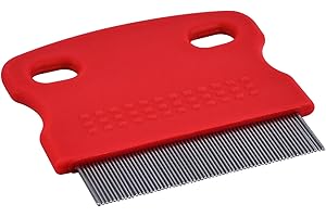 MELGO 1 Pcs Cat Combs, Flea Comb for Cats, Dogs,Lice Tear Stain Remover Combs Fine Tooth Grooming Removal Tool (Red)